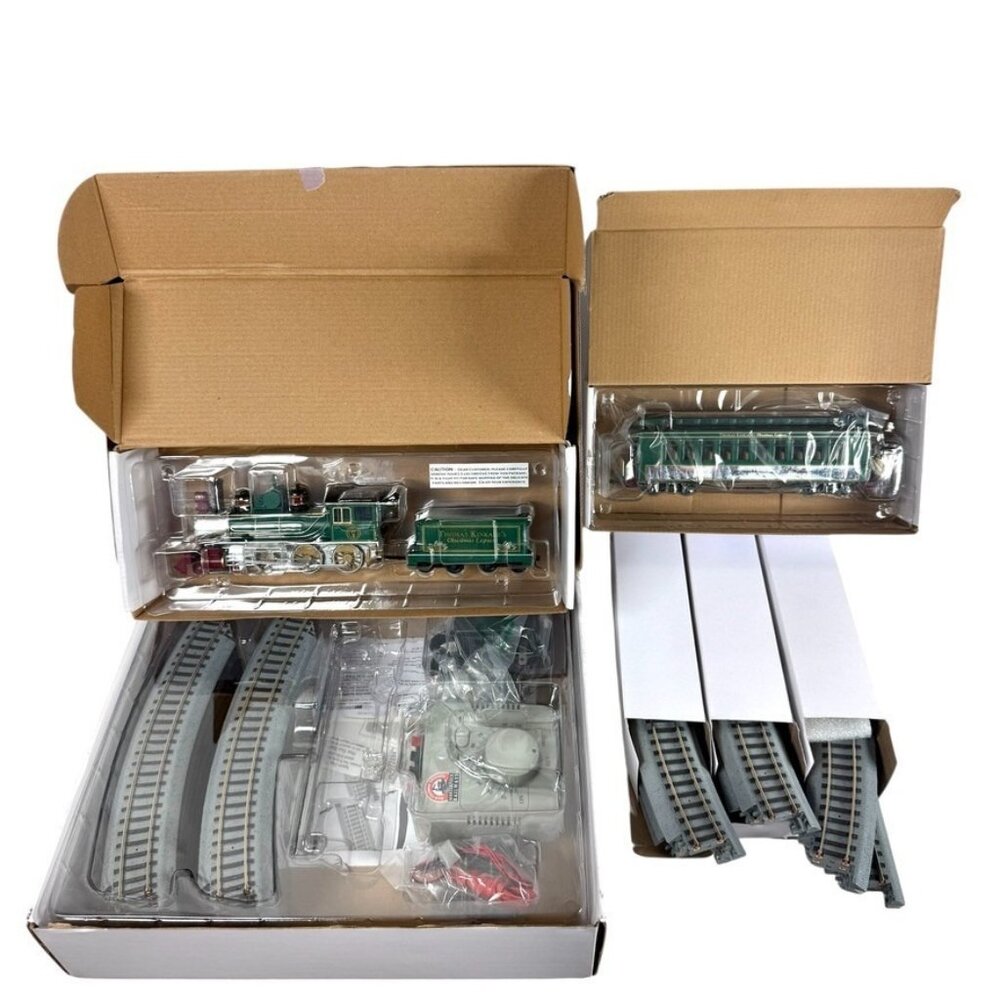 Thomas Kinkade Hawthorn Christmas Express Locomotive Tender Tracks Control Lot